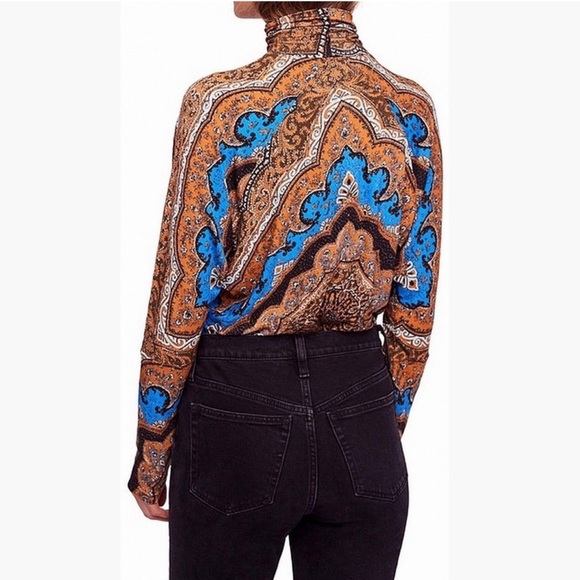 Free People Boho Print Drop shoulder long sleeve top M - Picture 2 of 5